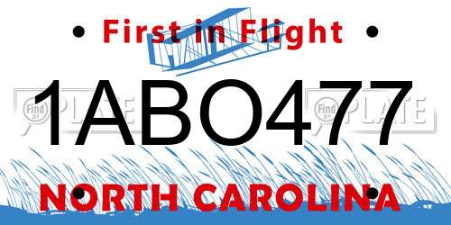 1ABO477 North Carolina License Plate