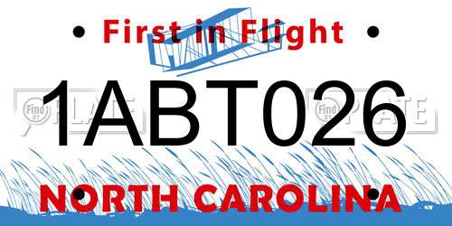 1ABT026 North Carolina License Plate
