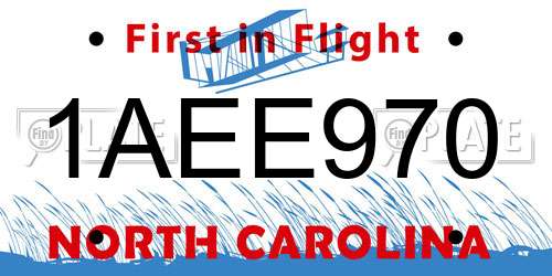 1AEE970 North Carolina License Plate