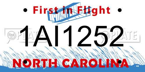 1AI1252 North Carolina License Plate