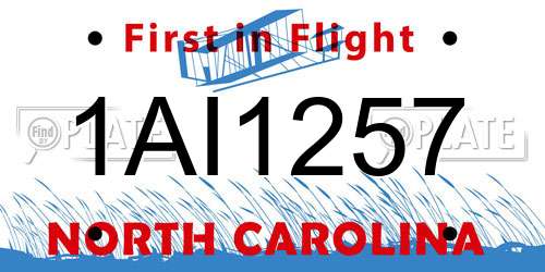 1AI1257 North Carolina License Plate
