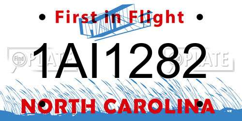 1AI1282 North Carolina License Plate