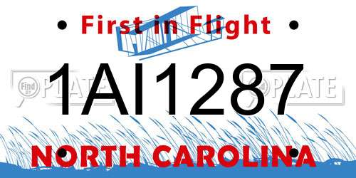 1AI1287 North Carolina License Plate