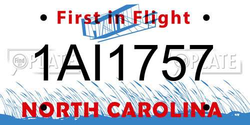1AI1757 North Carolina License Plate
