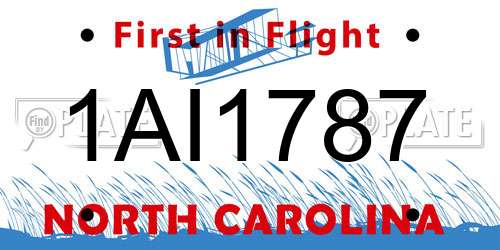 1AI1787 North Carolina License Plate