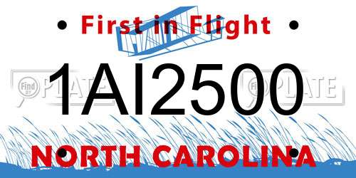 1AI2500 North Carolina License Plate