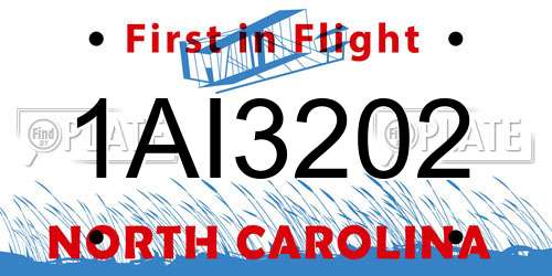 1AI3202 North Carolina License Plate