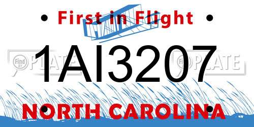 1AI3207 North Carolina License Plate