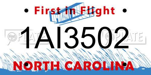 1AI3502 North Carolina License Plate