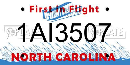 1AI3507 North Carolina License Plate