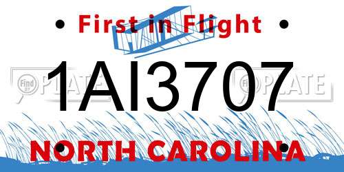 1AI3707 North Carolina License Plate