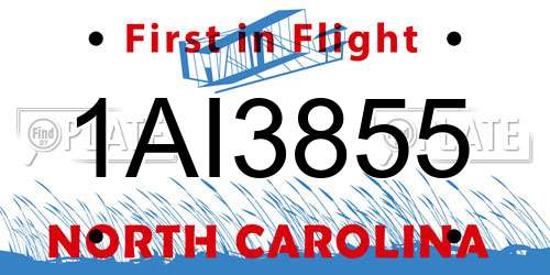 1AI3855 North Carolina License Plate