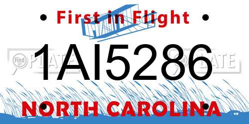 1AI5286 North Carolina License Plate