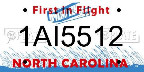 1AI5512 North Carolina License Plate