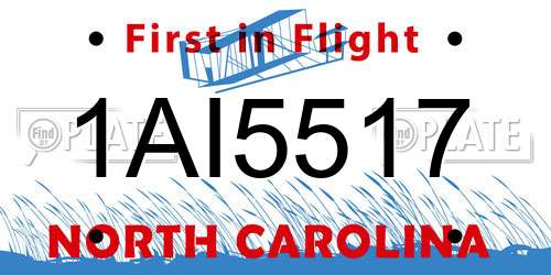 1AI5517 North Carolina License Plate
