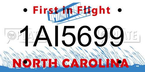 1AI5699 North Carolina License Plate