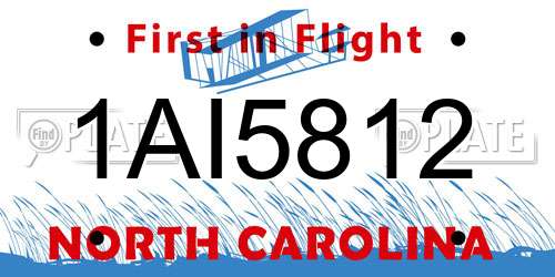 1AI5812 North Carolina License Plate