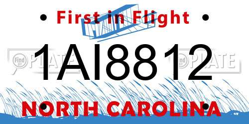 1AI8812 North Carolina License Plate