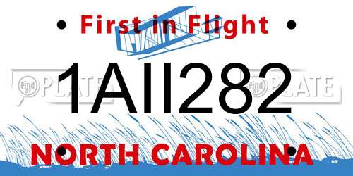 1AII282 North Carolina License Plate