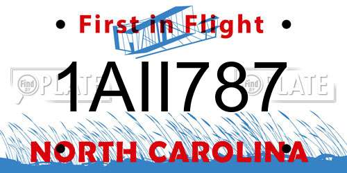 1AII787 North Carolina License Plate