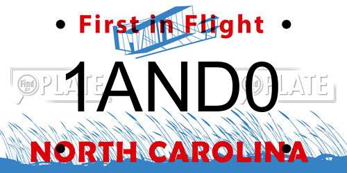1AND0 North Carolina License Plate