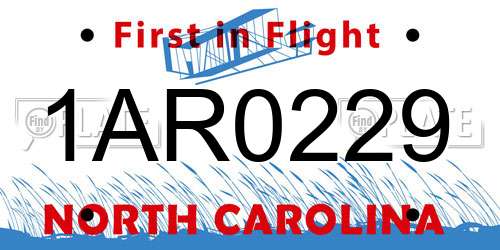 1AR0229 North Carolina License Plate