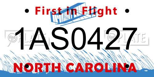 1AS0427 North Carolina License Plate