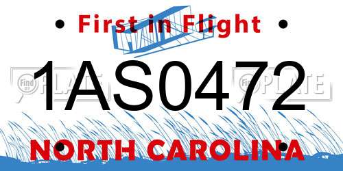 1AS0472 North Carolina License Plate