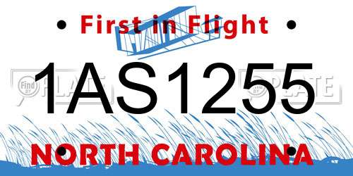 1AS1255 North Carolina License Plate