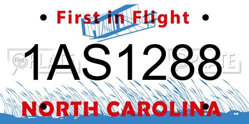 1AS1288 North Carolina License Plate