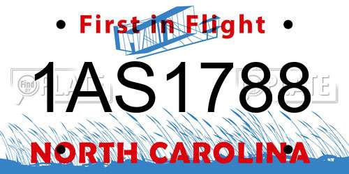 1AS1788 North Carolina License Plate