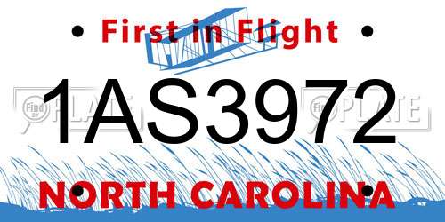 1AS3972 North Carolina License Plate
