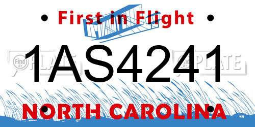 1AS4241 North Carolina License Plate