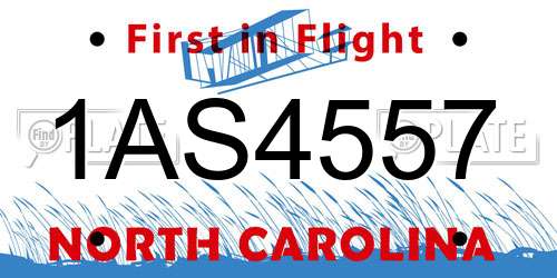 1AS4557 North Carolina License Plate