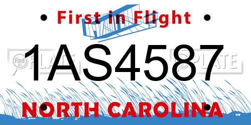 1AS4587 North Carolina License Plate