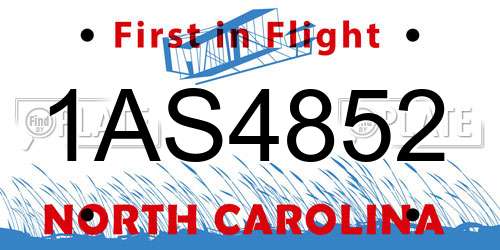 1AS4852 North Carolina License Plate