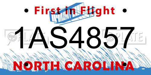 1AS4857 North Carolina License Plate