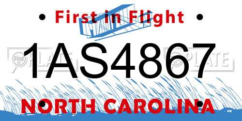 1AS4867 North Carolina License Plate