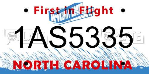 1AS5335 North Carolina License Plate