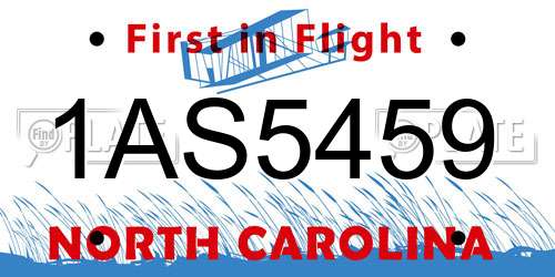 1AS5459 North Carolina License Plate