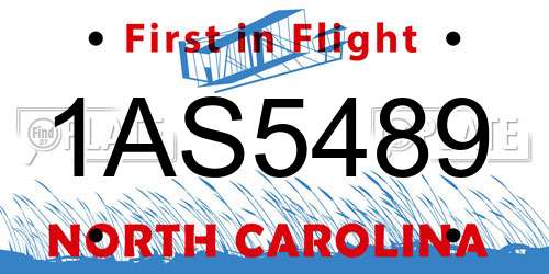 1AS5489 North Carolina License Plate