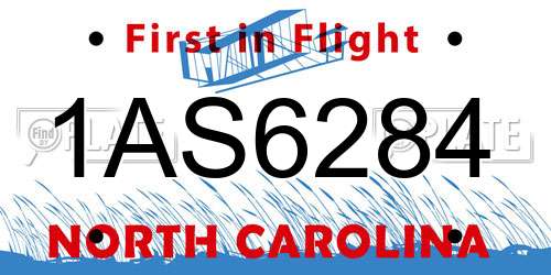 1AS6284 North Carolina License Plate