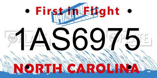 1AS6975 North Carolina License Plate