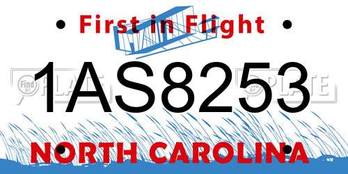 1AS8253 North Carolina License Plate