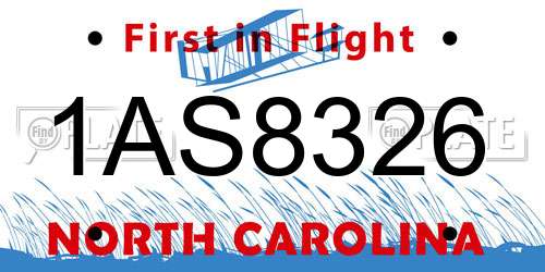 1AS8326 North Carolina License Plate