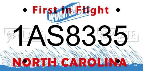 1AS8335 North Carolina License Plate