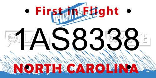 1AS8338 North Carolina License Plate