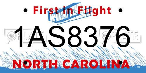1AS8376 North Carolina License Plate