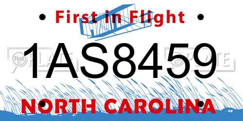 1AS8459 North Carolina License Plate