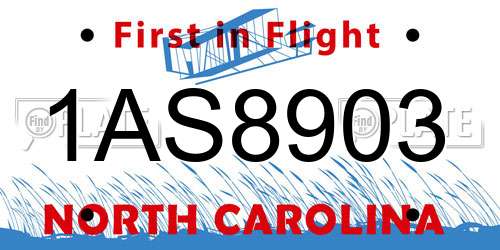 1AS8903 North Carolina License Plate
